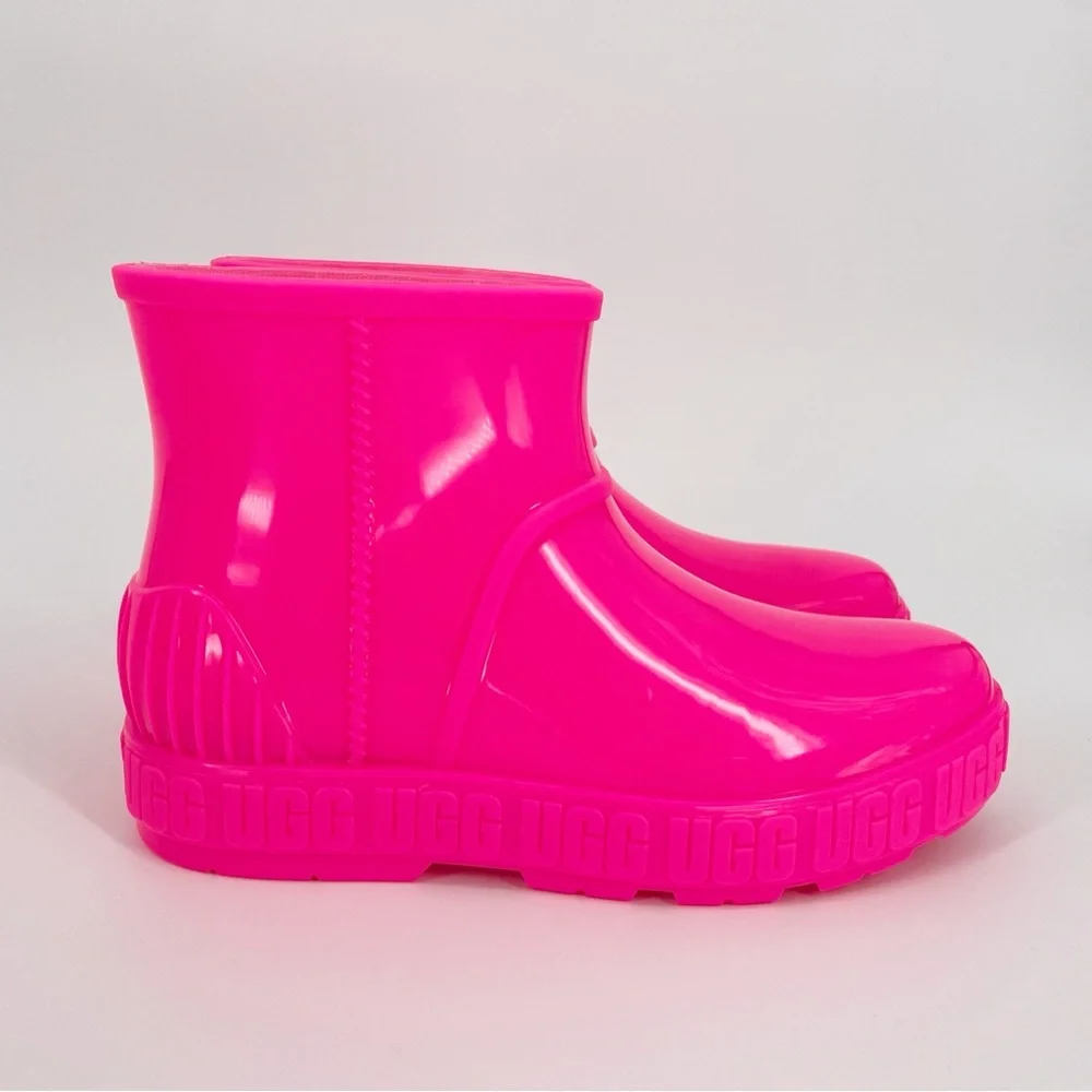 Ugg Big Kids Drizlita Rain Boots Pink Sherpa Lined Waterproof Shoes Women’s 7, 8